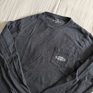 Vineyard Vines Long Sleeve Surf Board Graphic T-Shirt Gray Preppy Cotton